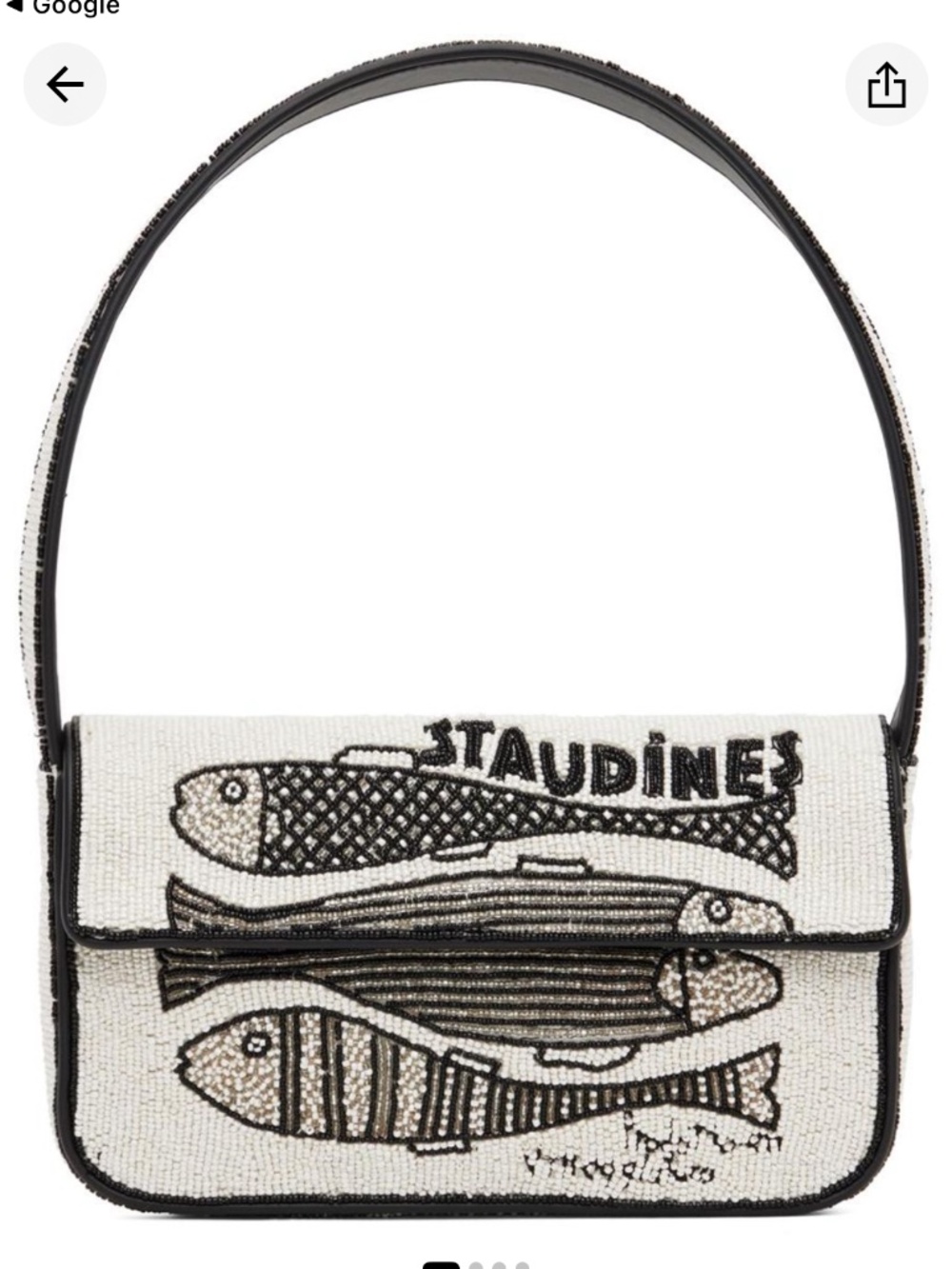 STAUD BEADED TOMMY BAG STAUDINES BLACK WHITE NWOT Limited Collection - Picture 7 of 8